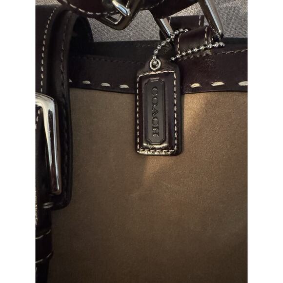 Vintage Coach Hamptons Satchel Tan Suede And Brown Leather NWT - Picture 10 of 16